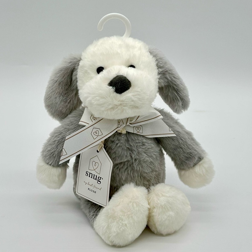 Snug Plush Puppy | Gray White Stuffed Animal | Baby Toy | NWT | Neutral Gift